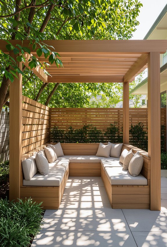pergola with integrated seating
