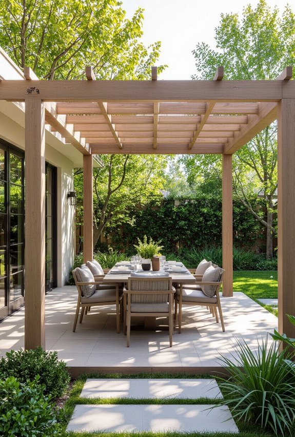 pergolas define outdoor living zones