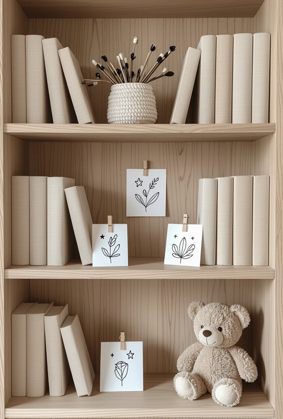 personalized hand drawn bookshelf doodles