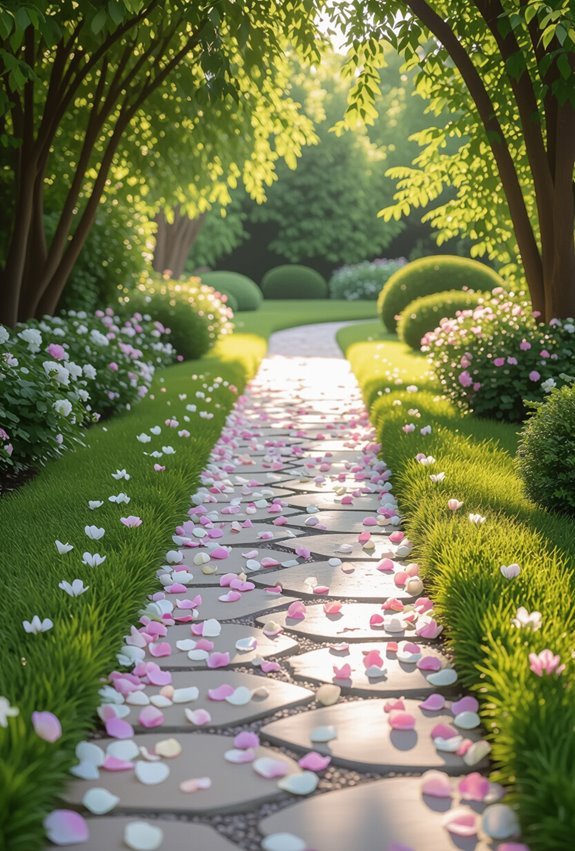 petal lined lantern lit barefoot stroll