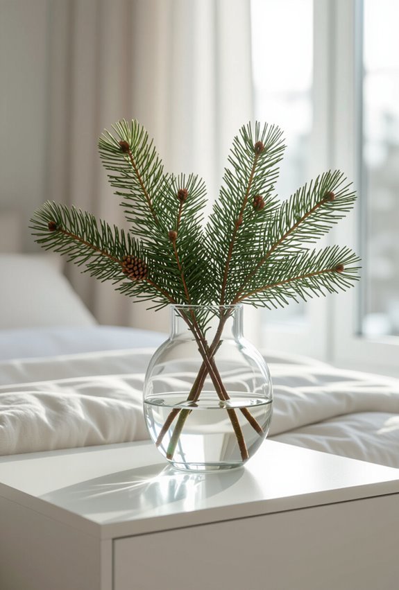 pine branch vase holiday decor