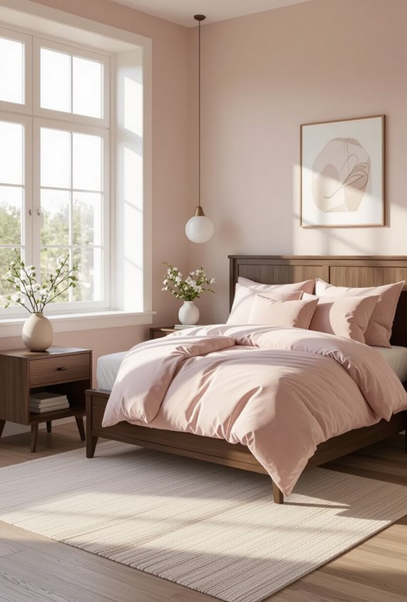 pink accents with dark wood