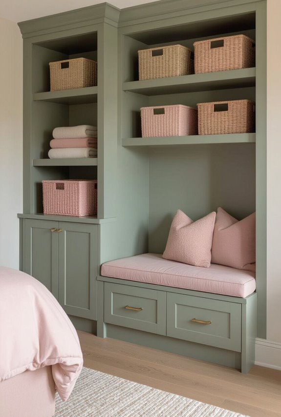 pink and sage storage