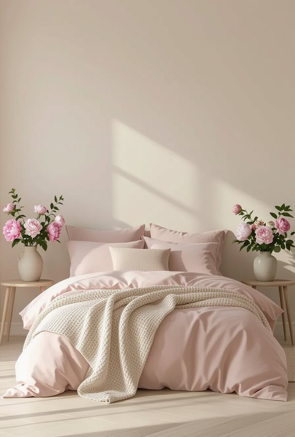 pink blossoms brighten bedroom