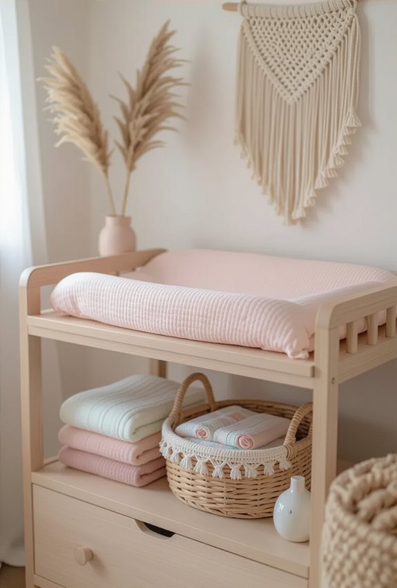 pink boho changing table