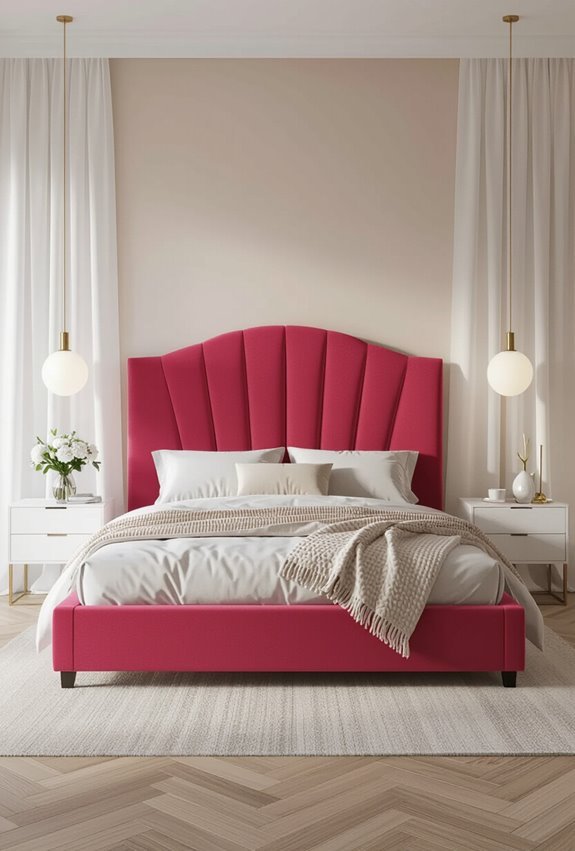 pink furniture anchors bedroom design