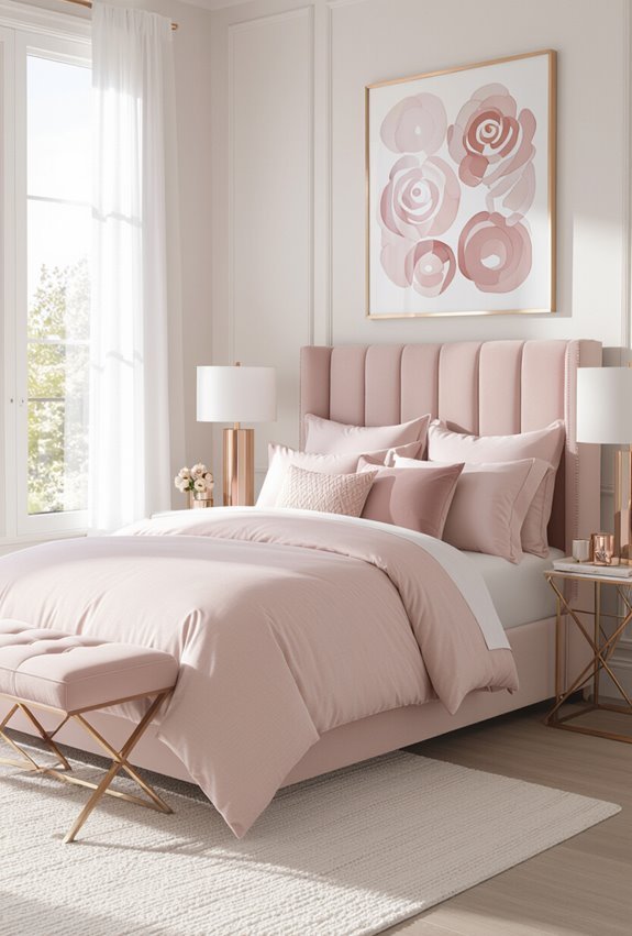 pink glam with metallic accents