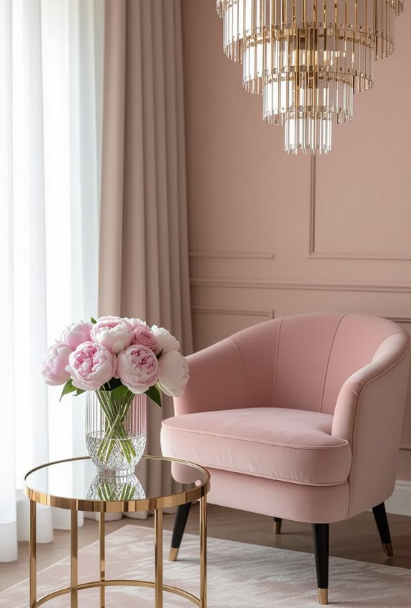 pink glam with metallics
