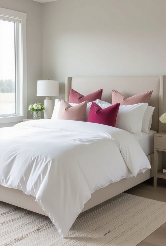 pink pillows add playful texture