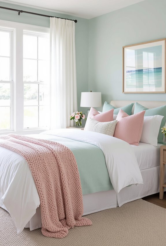 pink seafoam aqua layering