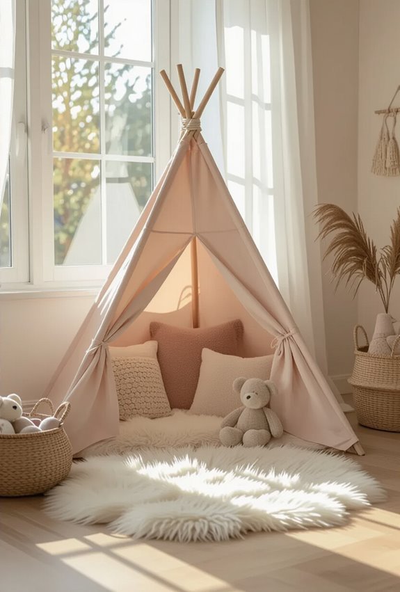 pink teepee reading nook