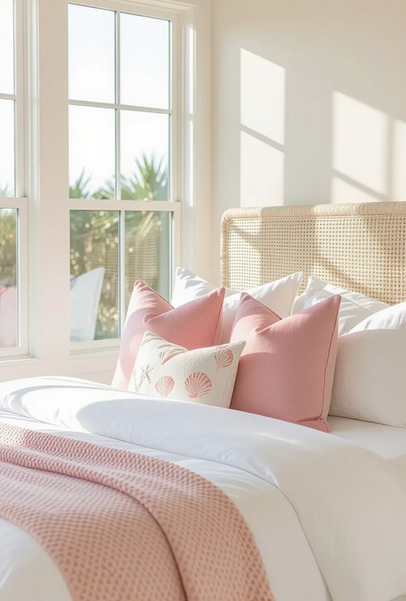 pink tropical textured pillows