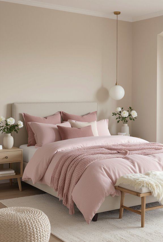 pink with warm neutrals