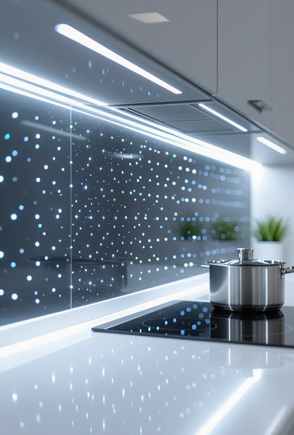 pinpoint fiber illuminated glass backsplash