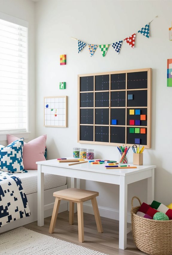 pixelated chalkboard crafting grid