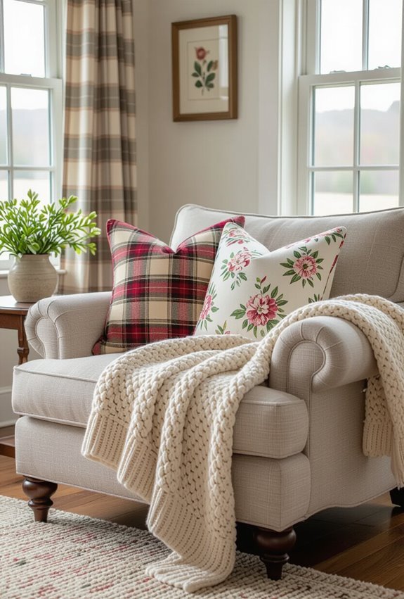 plaid and floral layering