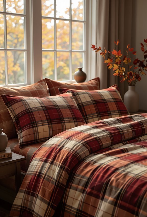 plaid headboard and tartan