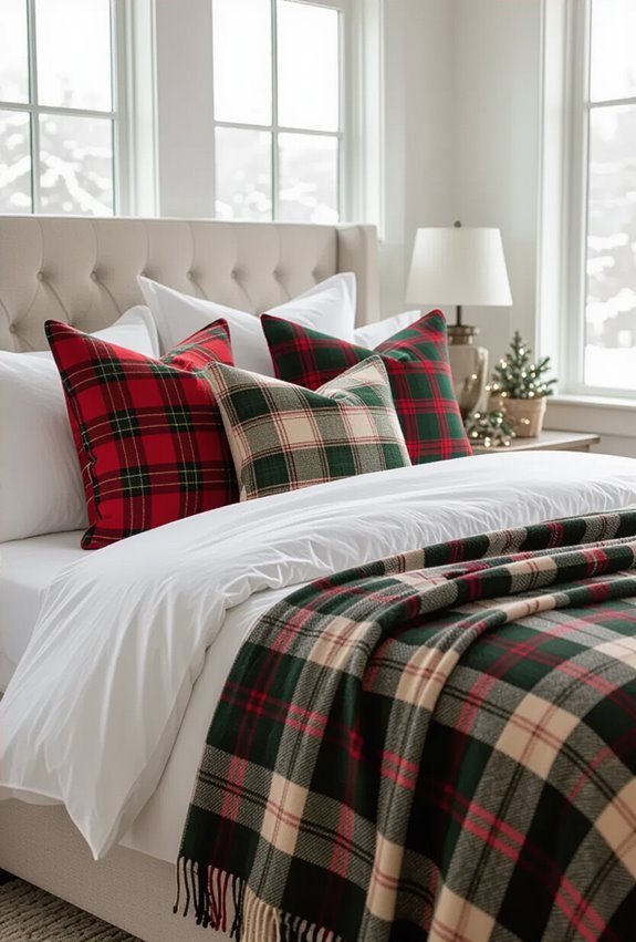 plaid pillows and tartan throws