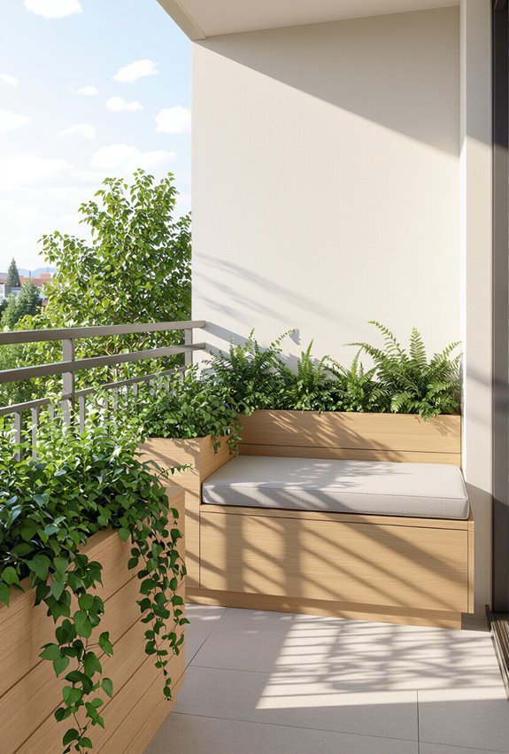 planter benches with storage
