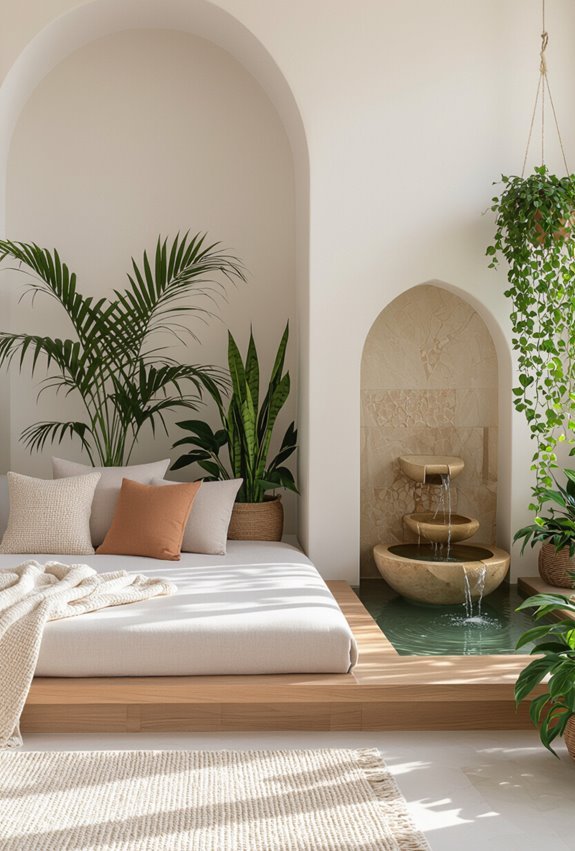 plants fountains calming balance
