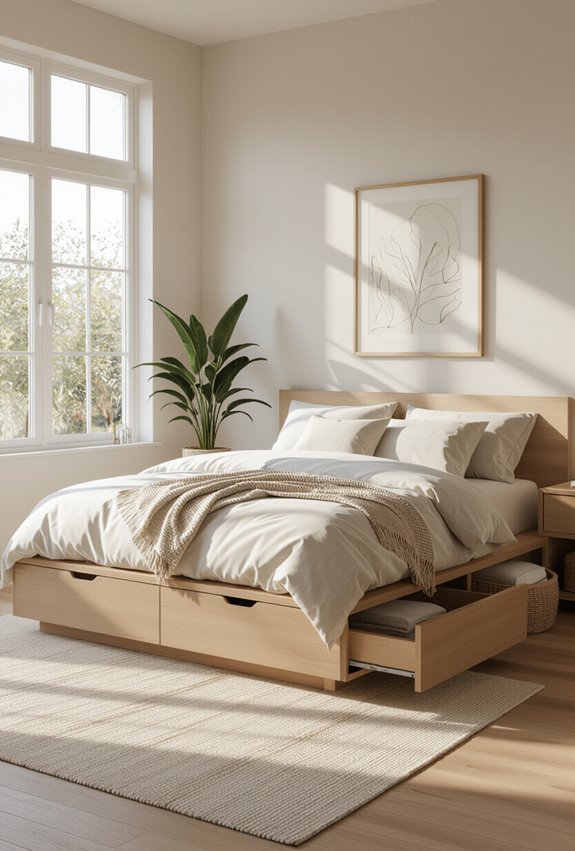 platform bed with drawers