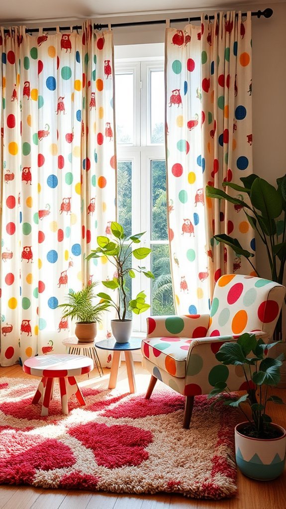 playful and colorful drapes
