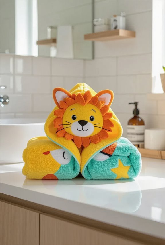 playful animal hooded towels