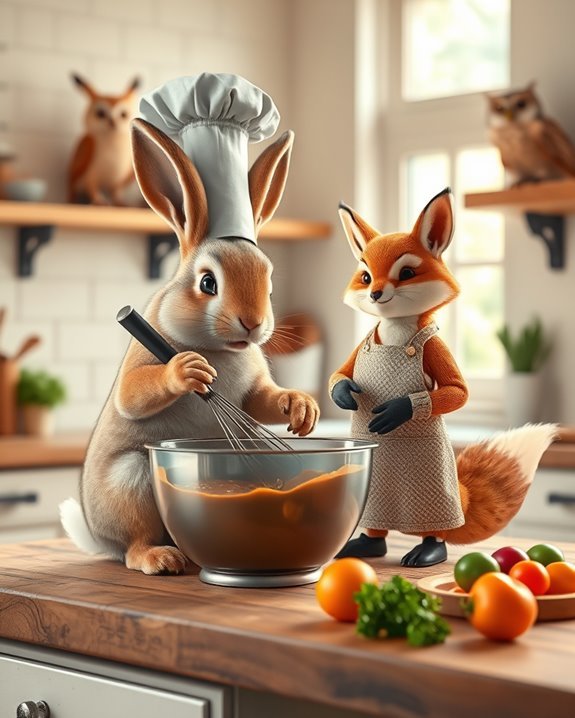 playful animal kitchen art
