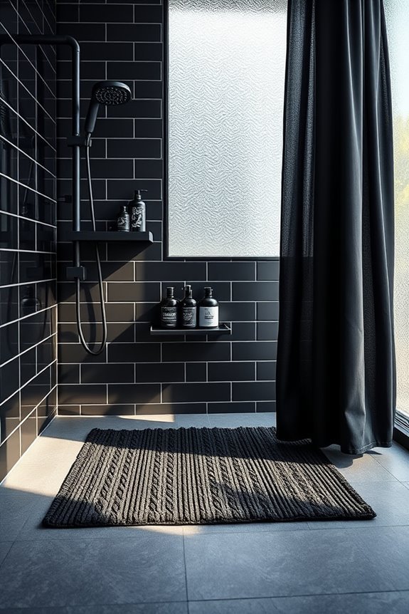 playful black shower decor