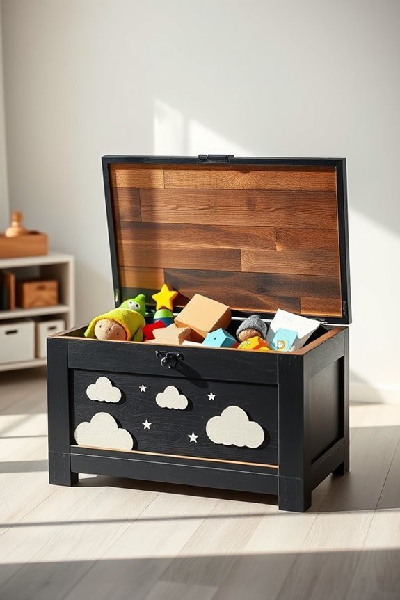 playful black toy chest
