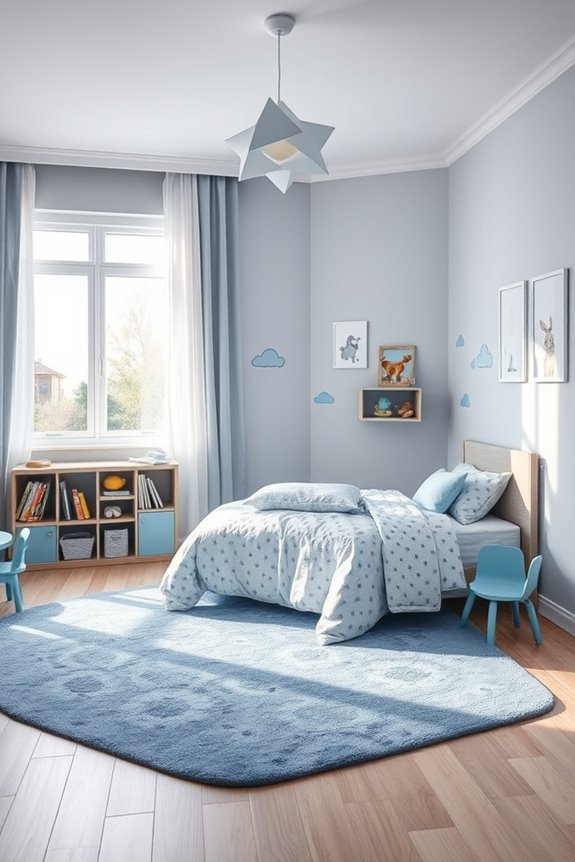 playful blue grey decor