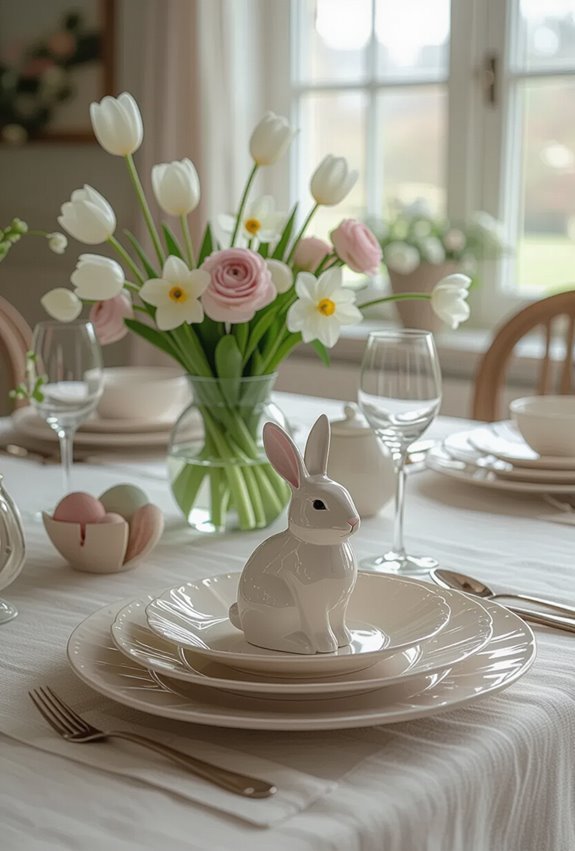 playful bunny themed easter table