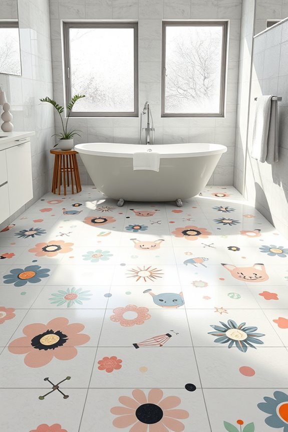 playful cartoon bathroom tiles