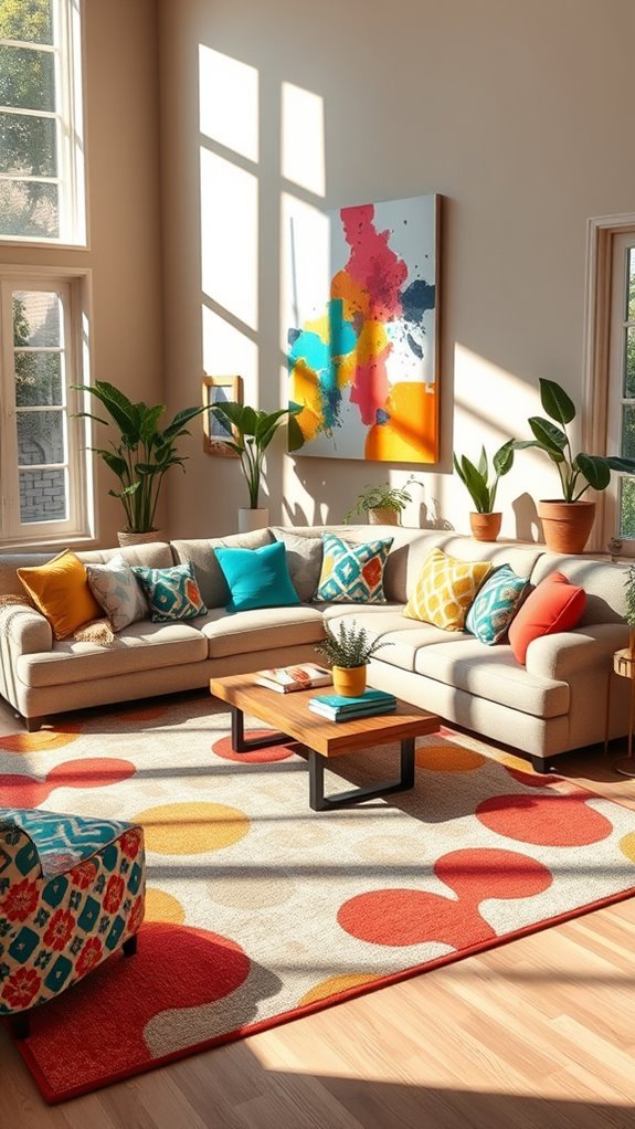 playful colorful living room accents