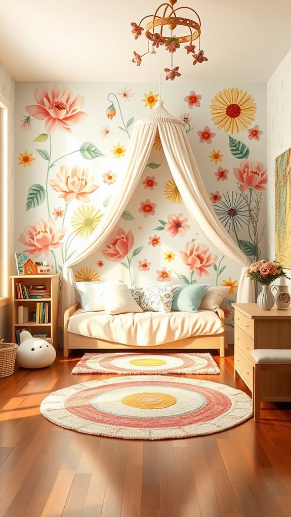 playful floral kids room
