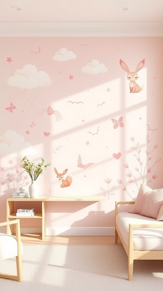 playful light pink illustrations