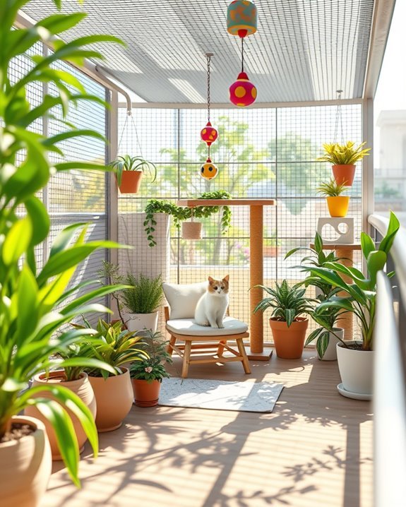 playful outdoor cat enclosure