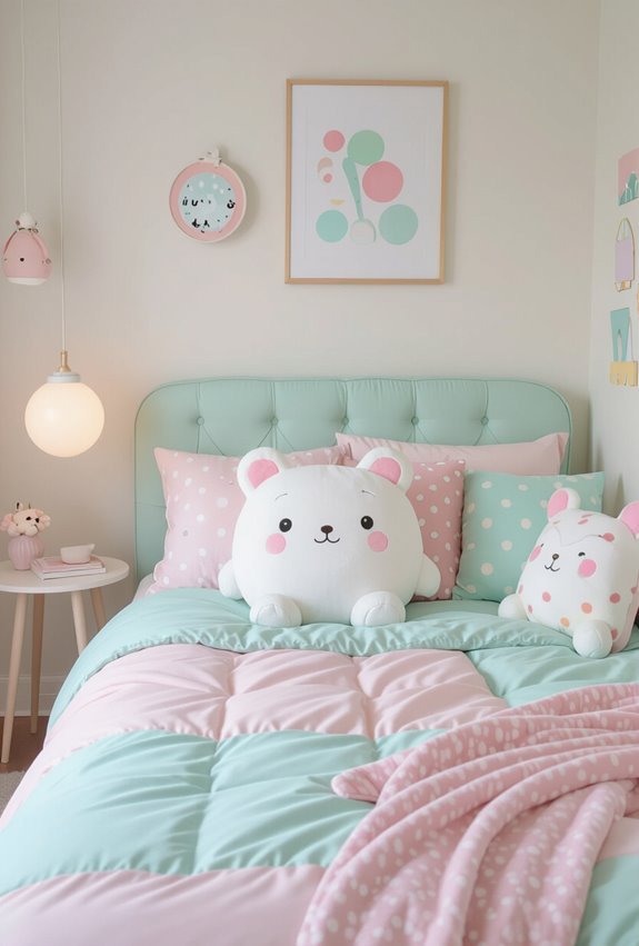 playful pastel maximalist bedroom