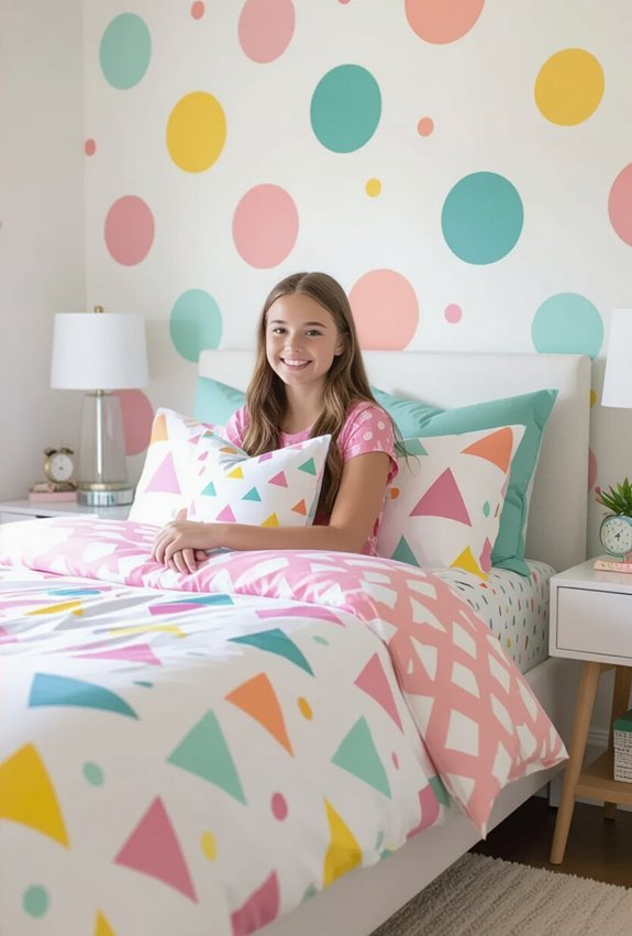 playful patterned walls and bedding