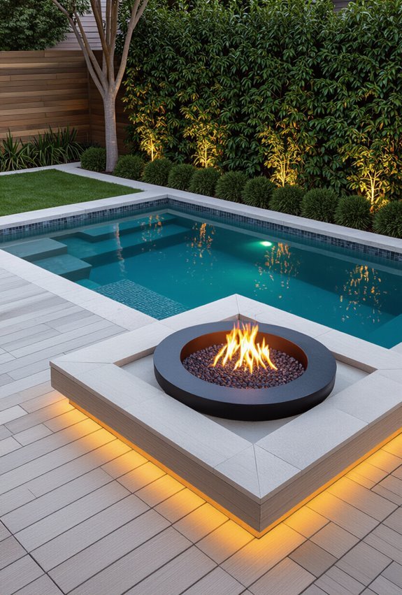 plunge pool firepit seating