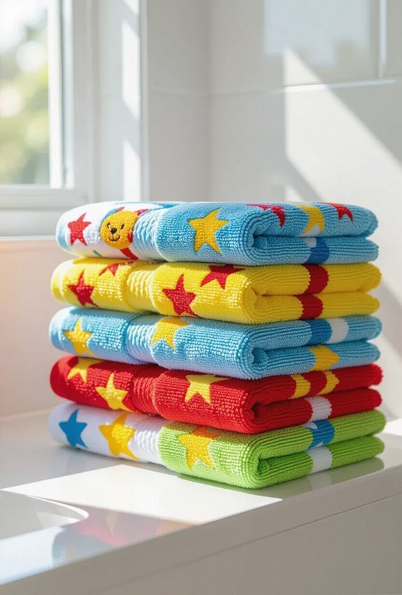plush colorfast patterned kids towels