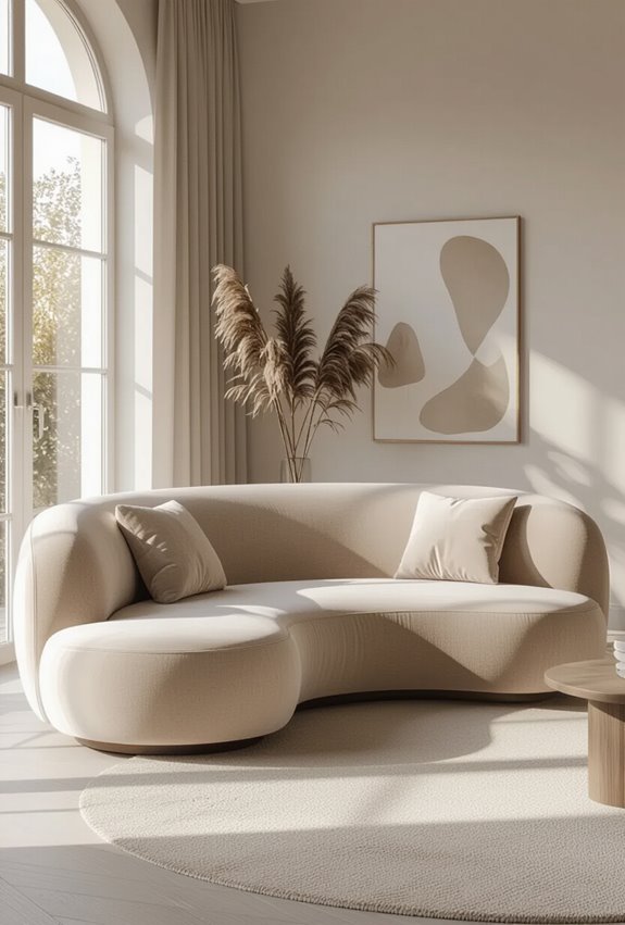 plush curved velvet upholstery