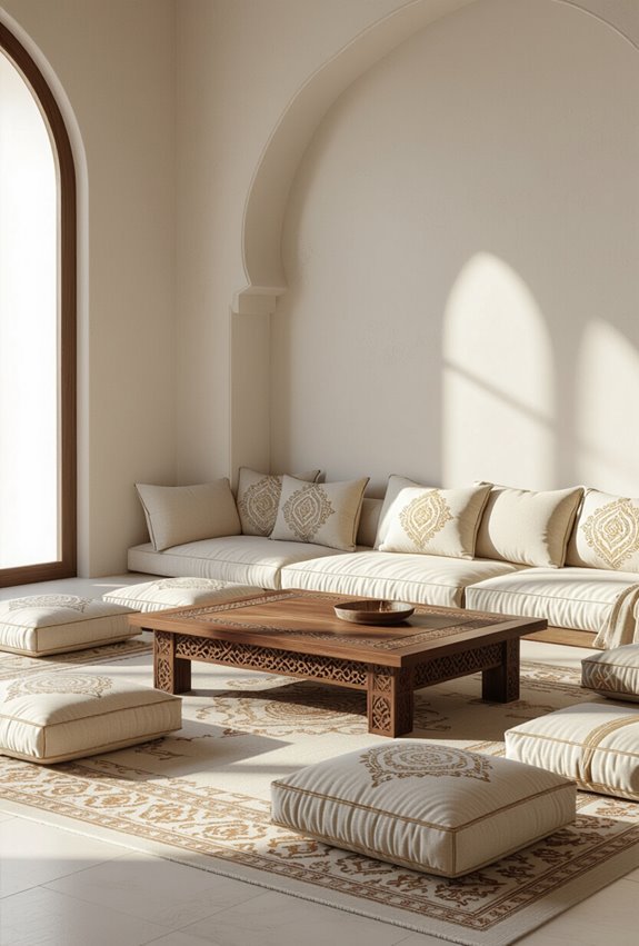 plush embroidered floor cushions