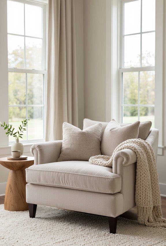 plush feminine minimalist reading nook