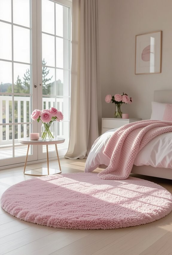 plush patterned pink rug warmth