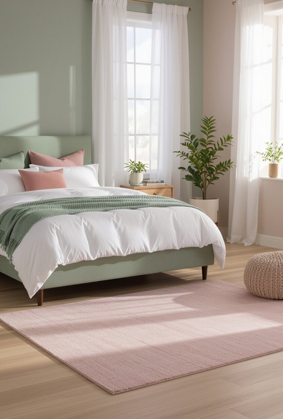 plush pink rug warms sage