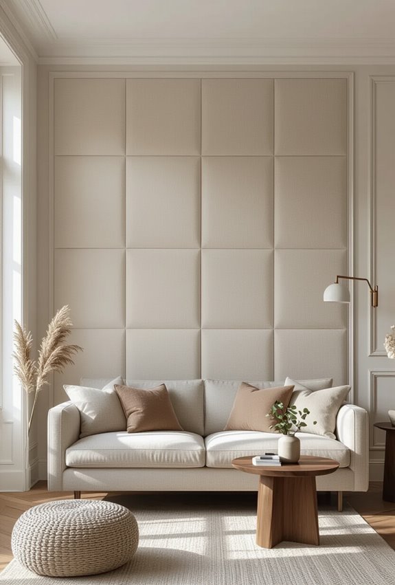 plush upholstered fabric accent panels
