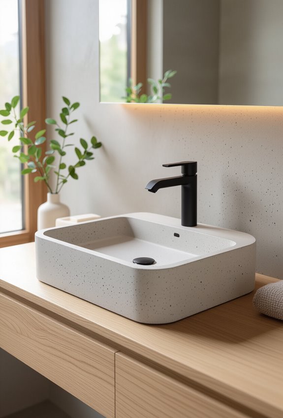 polished concrete minimalist sinks
