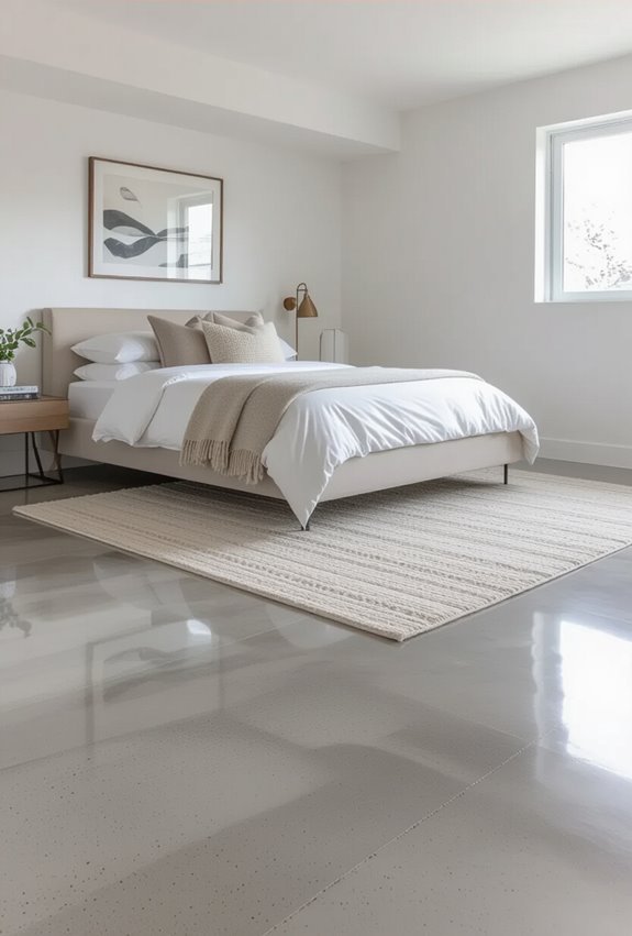 polished concrete with rugs