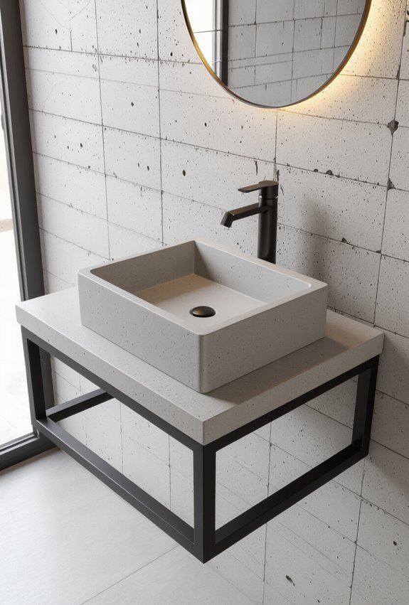 polished tinted concrete sinks